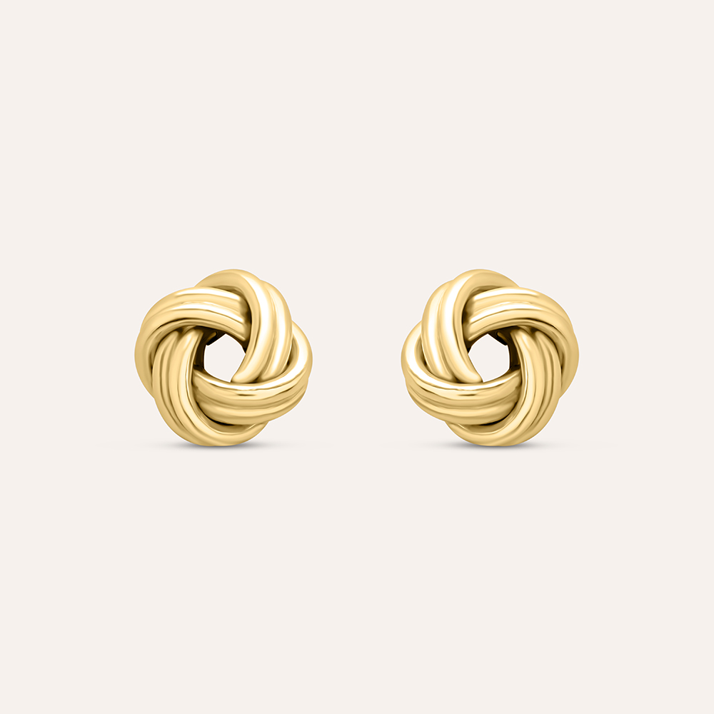 Orecchini A Lobo In Oro Giallo 9kt Con Nodo Celtico – Design Tradizionale, 10 Mm, Ipoallergenici