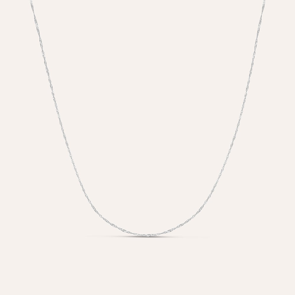 Collana In Oro Bianco 14K - Catena Stile Singapore, Larghezza 2.1 Mm, Disponibile In 40-45-50 Cm, Con Scatola Regalo - 3