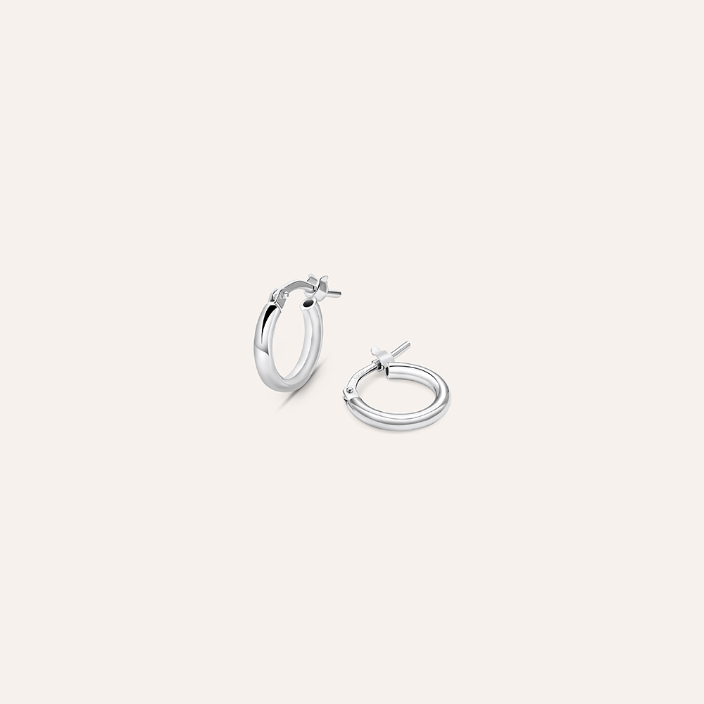 Orecchini A Cerchio In Argento Sterling 925 - Taglio Diamante, Tubo Quadrato 2mm - Scegli Il Diametro (12-70mm) - Cod. HAR-0320