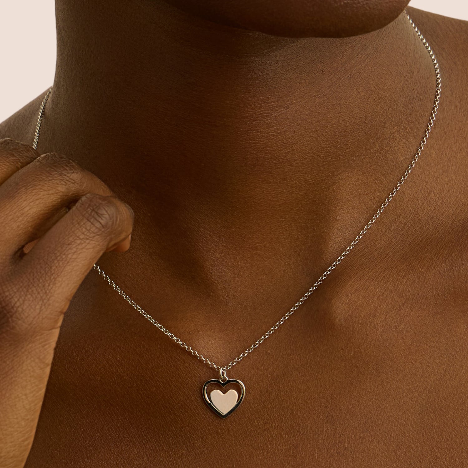 Tuscany Silver Collana con pendente doppio cuore bicolore